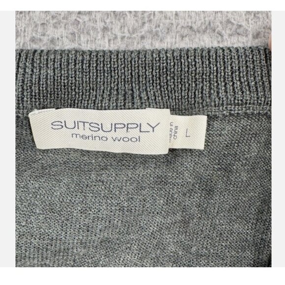SUITSUPPLY Sweater Mens Large Merino Wool Crew Neck Gray - Picture 3 of 7